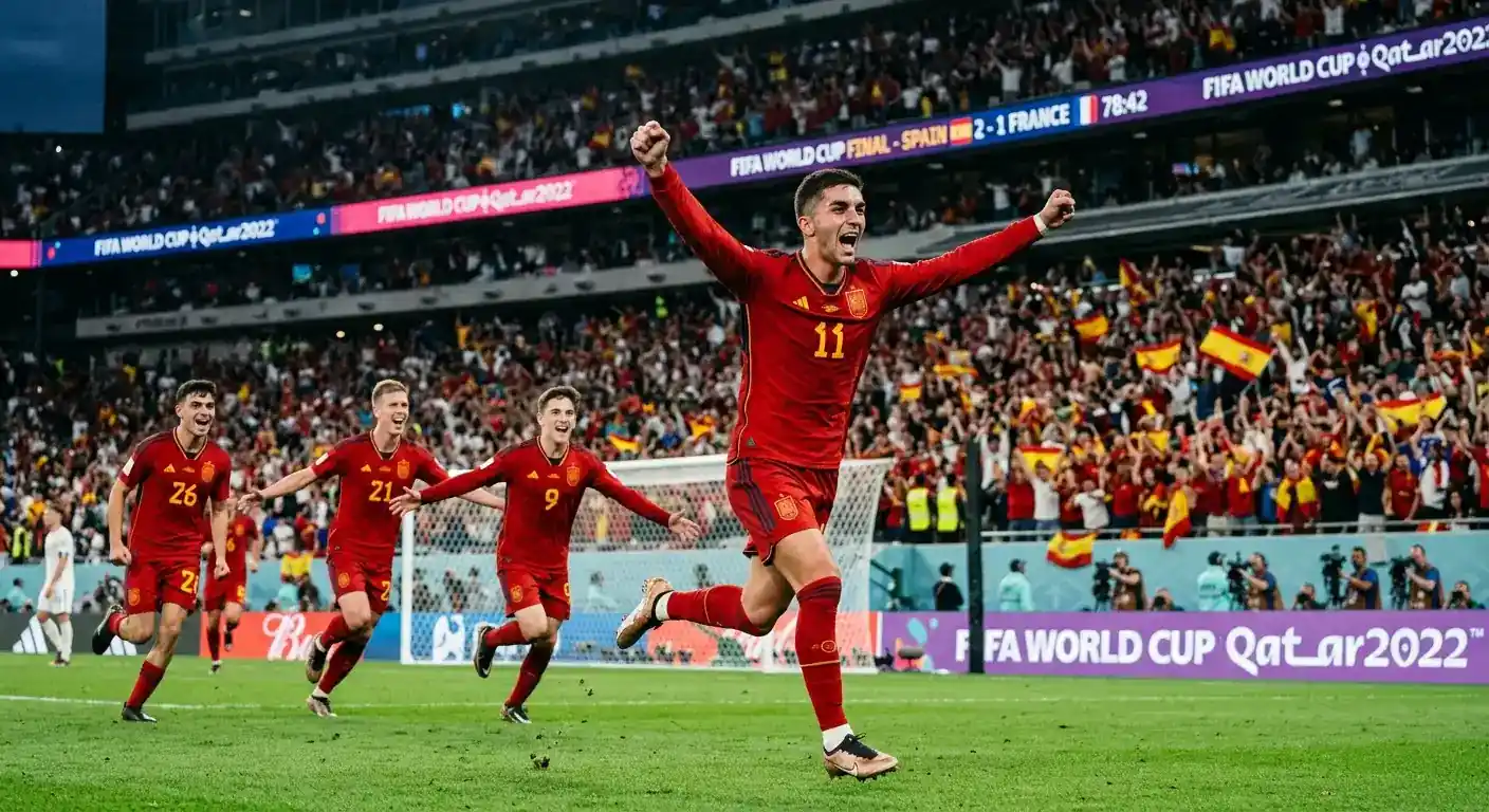 Ferran Torres guva izšķirošo vārtu 106. minūtē PK finālā pret Argentīnu MetLife stadionā